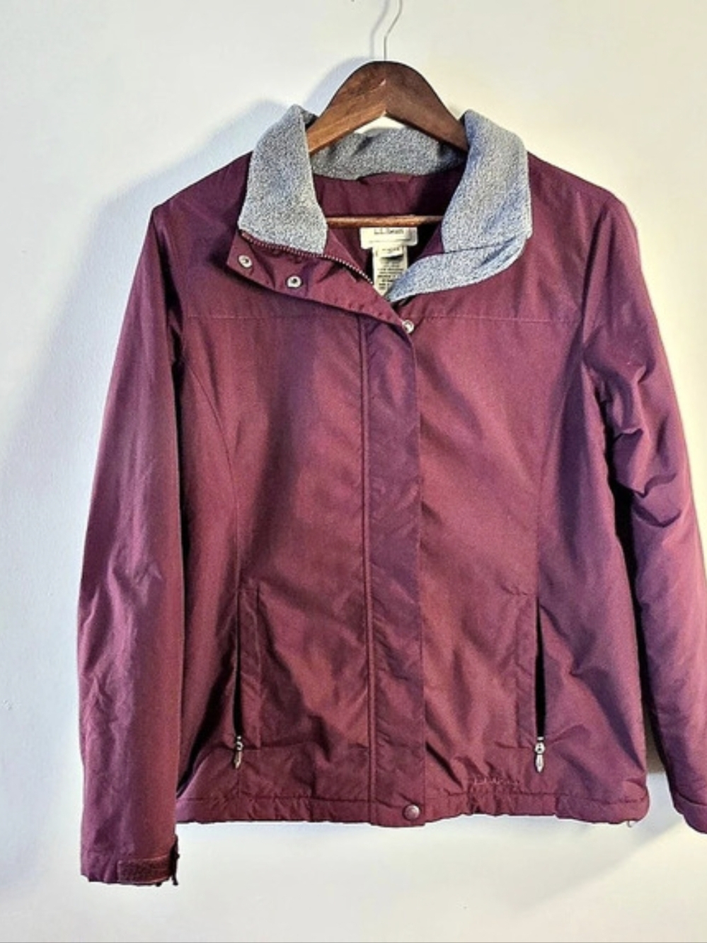 L.L. Bean Warm-Core Fleece Lined Full Zip Jacket Plum Purple Women's M